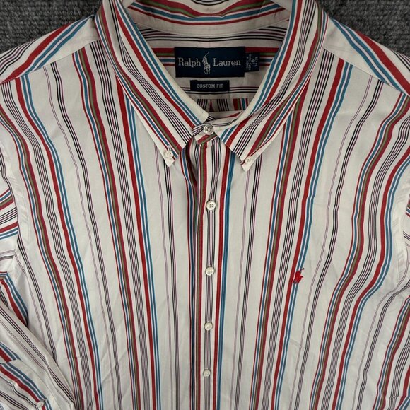 Ralph Lauren Colorful 18 34/35 Custom Fit Button Up Shirt Long Sleeve Striped - Picture 1 of 14